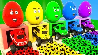 Color Balls & Sing a Song! | Baby Shark - Surpise eggs & Little cars| Du Nursery Rhymes & Kids Songs