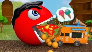 Learn Colors with PACMAN and SuperHero IceCream m&m Chocolate Farm Street Vehicle for Kid