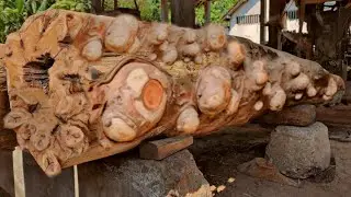 This is How Export-Grade Teak Beams Are Made (Satisfying Cut!)