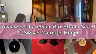 Review Youhauchair Bar Stools Set of 2, Swivel Counter Height Barstools with Back, Adjustable PU Lea