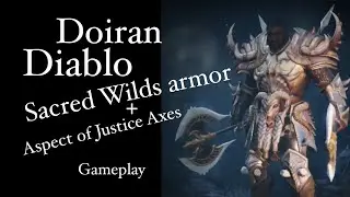 Diablo Immortal Barbarian Sacred Wilds Armor + Aspect of Justice Axes cosmetics gameplay