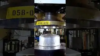 Fabrication: Using our press to form a steel dome  #machine #metal #engineering #fabrication