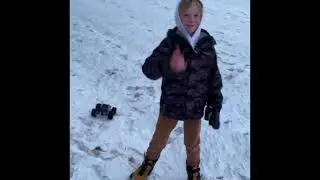 driving my RC car in the Nebraska snow
