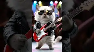 Rockstar Cat Steals the Show! 🐾🎸 #RockstarCat #CatMusician #FunnyCat #RockAndRoll #Shorts