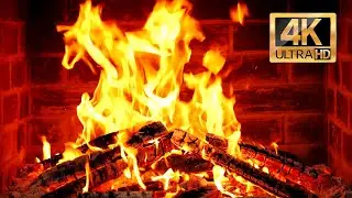 🔥Fireplace 4K. Fireplace with Crackling Fire Sounds. Christmas Fireplace Ambience