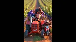 Monkey Sisi Harvests Grapes and Catches a Sneaky Thief Stealing His Tractor!