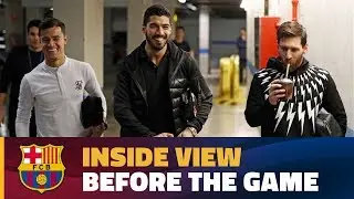 Coutinho, Luis Su&aacute;rez and Messi get ready for action against Alav&eacute;s