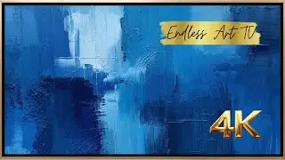 4K Modern Abstract TV Art | Elegant Textured Blue & White Painting for Digital Frame