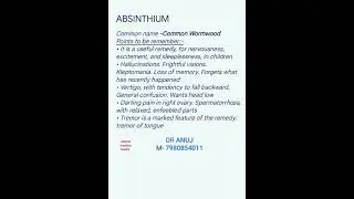 #ABSINTHIUM #homeopathy #homoeopathy #bhms #bhmsexams #bhmsstudents#youtubeshorts #shorts