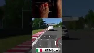PINK46 - sim racing girl crashes into the wall after impact with the rear of the Supra