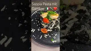 Seppia Pasta mit Gambas🍾🇮🇹❤️ #beach #love #travel #gordonramsay #food #beef #dinner #recipe