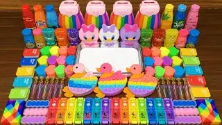 RAINBOW DUCK!!! Mixing Random into GLOSSY slime!!!Satisfying Slime Video #252