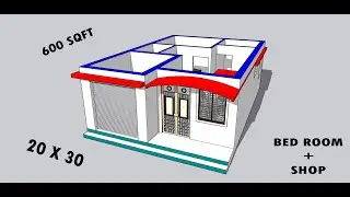20x30 best single floor plan with shop II 600 sqft 3d ghar ka design II 20by30 home design