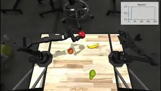 Apple lift example, zero-shot with added clutter