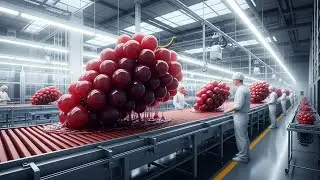 Inside the Modern Purple Concord Grapes Factory: Massive Harvest and Automated Wine Production