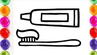 How to draw a toothpaste and toothbrush for kids and toddlers 🥰🥰🥰|