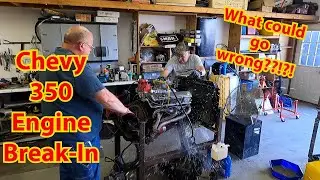 350 small block motor engine stand break-in.