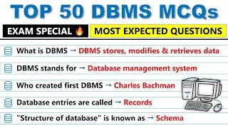 🔥 Top 50 DBMS MCQ with Answers | Most Expected Questions  2026