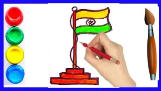 India flag drawing for kids ।  झंडा का चित्र । तिरंगा का चित्र । Toddlers । Kids drawing video । 