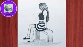 Girl sitting on bench pencil sketch drawing for beginners || Girl drawing step by step 