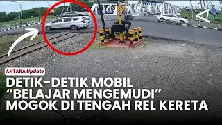 Detik-detik mobil “belajar mengemudi” mogok di tengah rel kereta