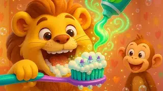 Lion Brushing Teeth 🦁  | Learn Dental Care for Kids | Hindi Nursery Rhymes & Cartoon Videos