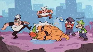 Mario Bros. & Peppino and Gustavo beat up Bowser | Overalls and Funny Hats Comic Dub