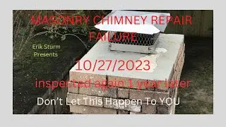 Chimney crown repair failure, one year follow up inspection.