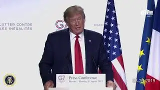 G7 Trump meets with President of France Emmanuel Macron