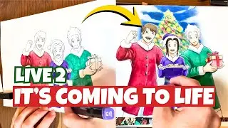 Live Manga Drawing 🎄 | Bringing Kaio, Hina & Toni to Life (Higher &ndash; Part 2)