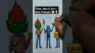 Time, Ideas & Art &ndash; A Creative Friendship Story ⏰💡 | #Shorts #CreativeDrawing #ArtVideo