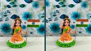 Republic Day Special Clay Art 🇮🇳 | Air Dry Clay Indian Girl with Flag | Handmade Art #clayart 