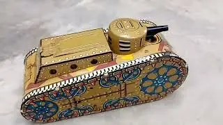 vintage Tin Windup Marx toy tank dough boy tank old toys Antique toys TN picker toy man