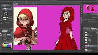 Watch Me Draw Little Red Riding Hood From SCRATCH in Digital Art!