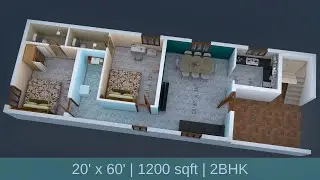 20x60 house plan | 2bhk | 1200 sqft home