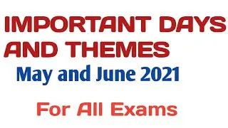 Important Days And Themes 2021/National And International Days/ महत्वपूर्ण दिवस और  थीम 2021/