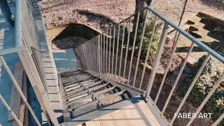 scala esterna in ferro e legno