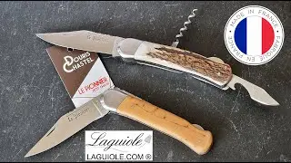 Couteau Pliant Douris-Chastel Le Pionnier Multi Lames 3 Pi&egrave;ces Corne Blonde 11cm