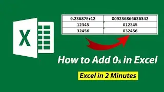 Add LEADING ZEROS Before Numbers in Excel | Excel Format Cell Number Starting With 0