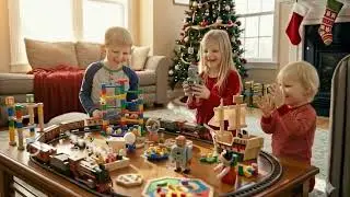 Happy Sunday Fun: Children Enjoying Playtime with Toys