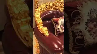 【Bespoke Leather & Golden Gilded Hand-Carved Wooden Sofa】 | Tailored Design & Global Delivery