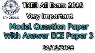 TNEB AE Exam 2018 Model Question Paper With Answer ECE Paper 3