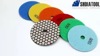 SHDIATOOL 4 inch Dry Diamond Polishing Pad for Granite Marble SHDIATOOL 7pcs/set