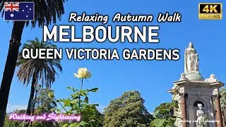 Queen Victoria Gardens Melbourne Autumn Walk 🍂🎶 Relaxing Music & Natural Sounds | Possum Sighting 🐾