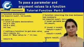 How to declare a function?To pass a parameter and argument values to a function.Tutorial Functions.
