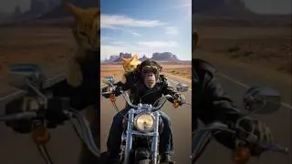 Biker Chimp vs. Raccoon Gang: Desert Chase!#WildAnimals #meme #raccoon #funnyanimals #cat #humor