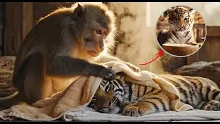 Monkey Rescues Tiger Cub and Cooks Healing Meal | ASMR No Talking