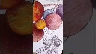 Aesthetic Drawing Of An Astronaut Holding Colourful Planets #shorts #drawing #art #space