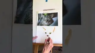 Painting pet portraits ( a cat portrait). Episode 3: paint nose and fur 