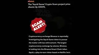 The 'Squid Game' Crypto Scam project price shoots Up #shorts #cryotocurrency #bitcoinnews #etherium